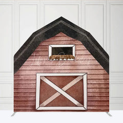 Lofaris Watercolor Brown Farm House Barn Door Arch Backdrop