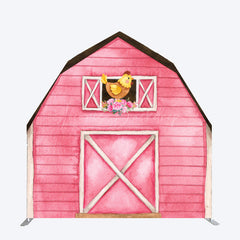 Lofaris Watercolor Chick Floral Pink Barn Door Arch Backdrop