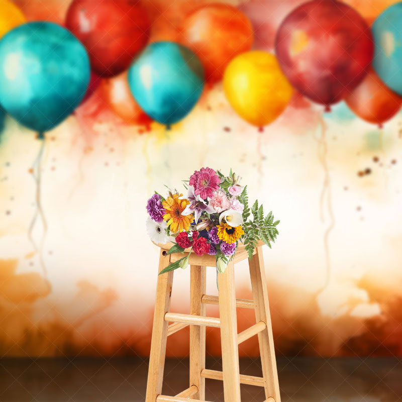 Lofaris Watercolor Color Balloons Wall Abstract Photo Backdrop