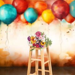 Lofaris Watercolor Color Balloons Wall Abstract Photo Backdrop