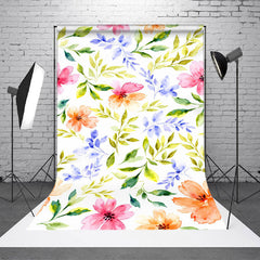 Lofaris Watercolor Colorful Floral Leaves Backdrop
