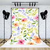 Lofaris Watercolor Colorful Floral Leaves Backdrop