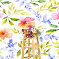 Lofaris Watercolor Colorful Floral Leaves Backdrop