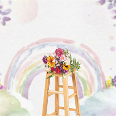 Lofaris Watercolor Floral Cloud Rainbow Cake Smash Backdrop