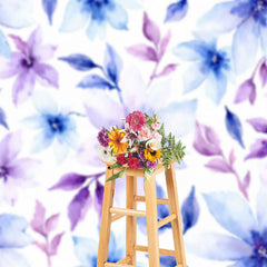 Lofaris Watercolor Painting Blue Purple Floral Photo Backdrop