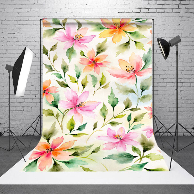 Lofaris Watercolor Painting Colorful Floral Photo Backdrop