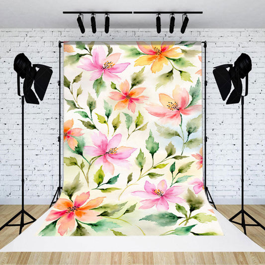 Lofaris Watercolor Painting Colorful Floral Photo Backdrop