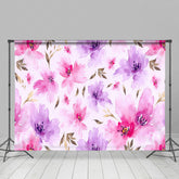 Lofaris Watercolor Painting Pink Purple Floral Photo Backdrop