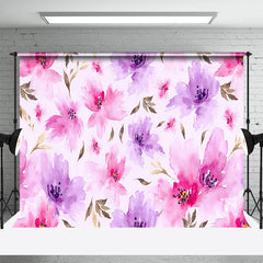 Lofaris Watercolor Painting Pink Purple Floral Photo Backdrop