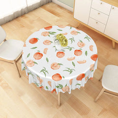 Lofaris Watercolor Peach Fruit Pattern Round Tablecloth Fresh Summer Kitchen Dining Decor