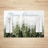Lofaris Watercolor Pine Forest Christmas Set Of 4 Placemats