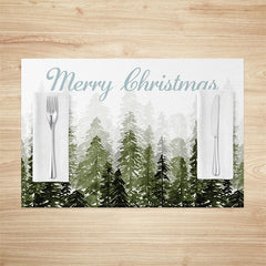 Lofaris Watercolor Pine Forest Christmas Set Of 4 Placemats