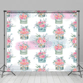 Lofaris Watercolor Pink Bouquets Pots Floral Photo Backdrop