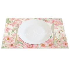 Lofaris Watercolor Pink Rose Set of 4 Placemats Easter Bunny Floral Spring Table Mats for Holiday Party