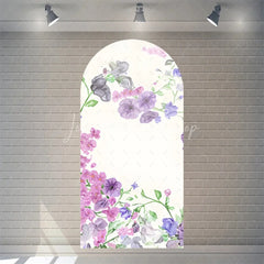 Lofaris Watercolor Purple Floral Arch Backdrop Pink Rose Flower Background for Wedding Party