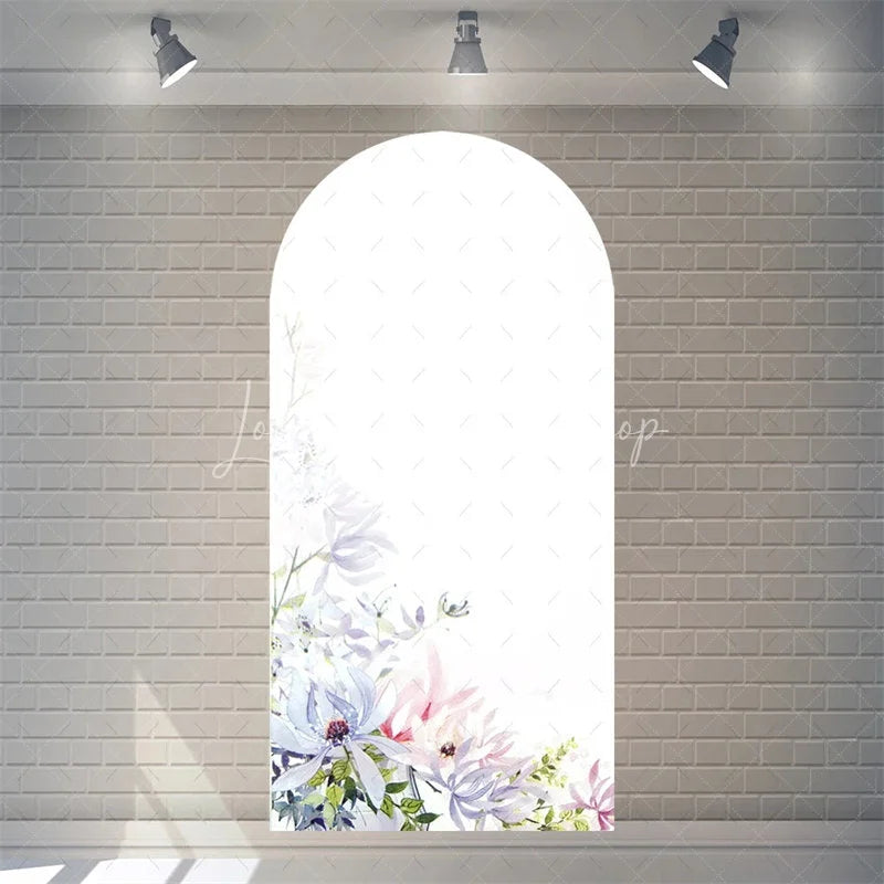 Lofaris Watercolor Purple Floral Arch Backdrop Pink Rose Flower Background for Wedding Party