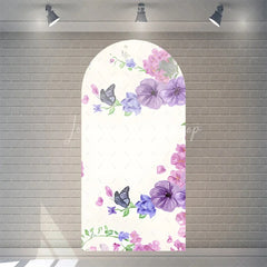 Lofaris Watercolor Purple Floral Arch Backdrop Pink Rose Flower Background for Wedding Party
