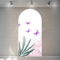 Lofaris Watercolor Purple Floral Arch Backdrop Pink Rose Flower Background for Wedding Party