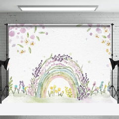 Lofaris Watercolor Rainbow Floral Plant Cake Smash Backdrop