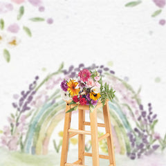 Lofaris Watercolor Rainbow Floral Plant Cake Smash Backdrop