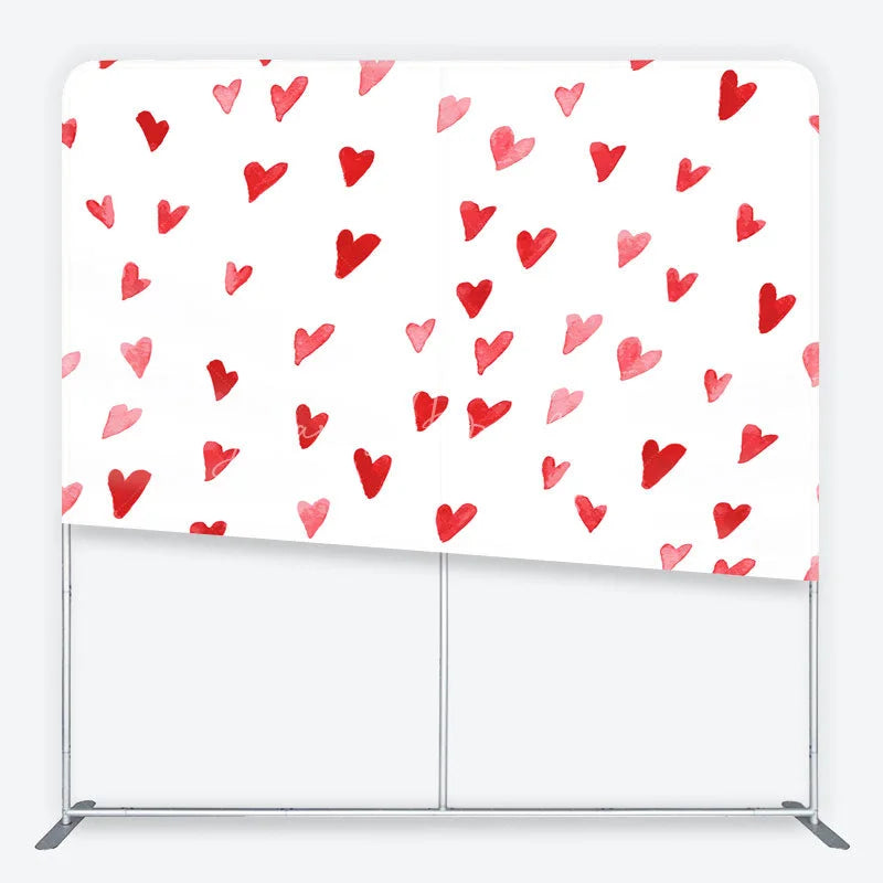 Lofaris Watercolor Red and Pink Heart Pattern Tension Fabric Backdrop Sweet Valentine Day Photography Background