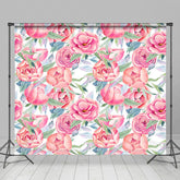 Lofaris Watercolor Red Pink Rose Floral Photography Backdrop