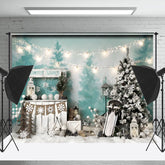 Lofaris Watercolor Trees Winter Kisses Christmas Backdrop