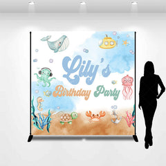 Lofaris Watercolor Undersea Animals Custom Birthday Backdrop
