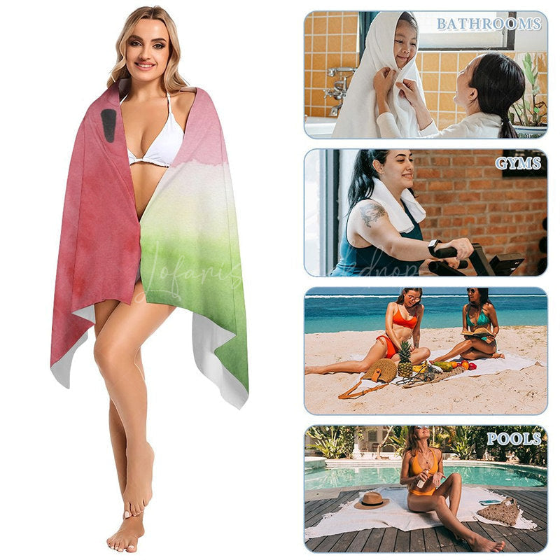 Lofaris Watercolor Watermelon Custom Name Beach Towel For Kid