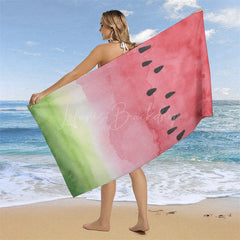 Lofaris Watercolor Watermelon Custom Name Beach Towel For Kid