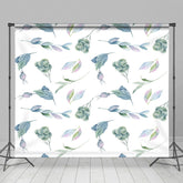 Lofaris Watercolor White Green Fruit Leaves Photo Backdrop