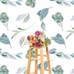 Lofaris Watercolor White Green Fruit Leaves Photo Backdrop