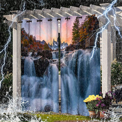 Lofaris Waterfall Landscape Waterproof Outdoor Curtains For Gazebo