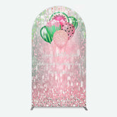 Lofaris Watermelon Balloons Pink Glitter Birthday Arch Backdrop