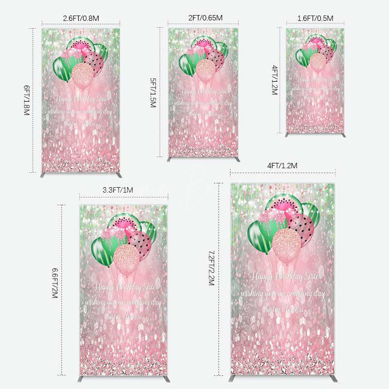 Lofaris Watermelon Balloons Pink Glitter Birthday Rectangle Backdrop
