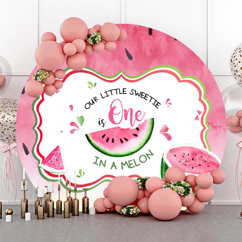 Lofaris Watermelon Pink One In A Melon Birthday Round Cover