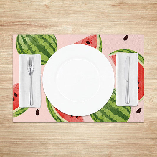 Lofaris Watermelon Placemats Set of 4 Fresh Pink Summer Fruit Design for Kitchen Dining Table Washable Mats