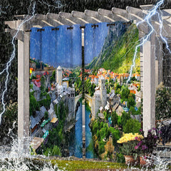 Lofaris Waterproof Printed Landscape Outdoor Curtains For Gazebo
