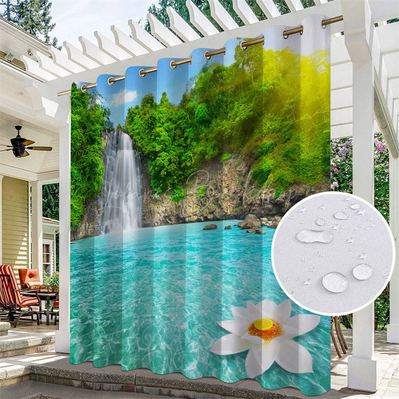 Lofaris Waterproof Spring Waterfall Outdoor Curtains For Gazebo