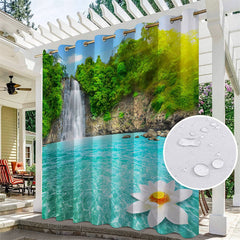 Lofaris Waterproof Spring Waterfall Outdoor Curtains For Gazebo