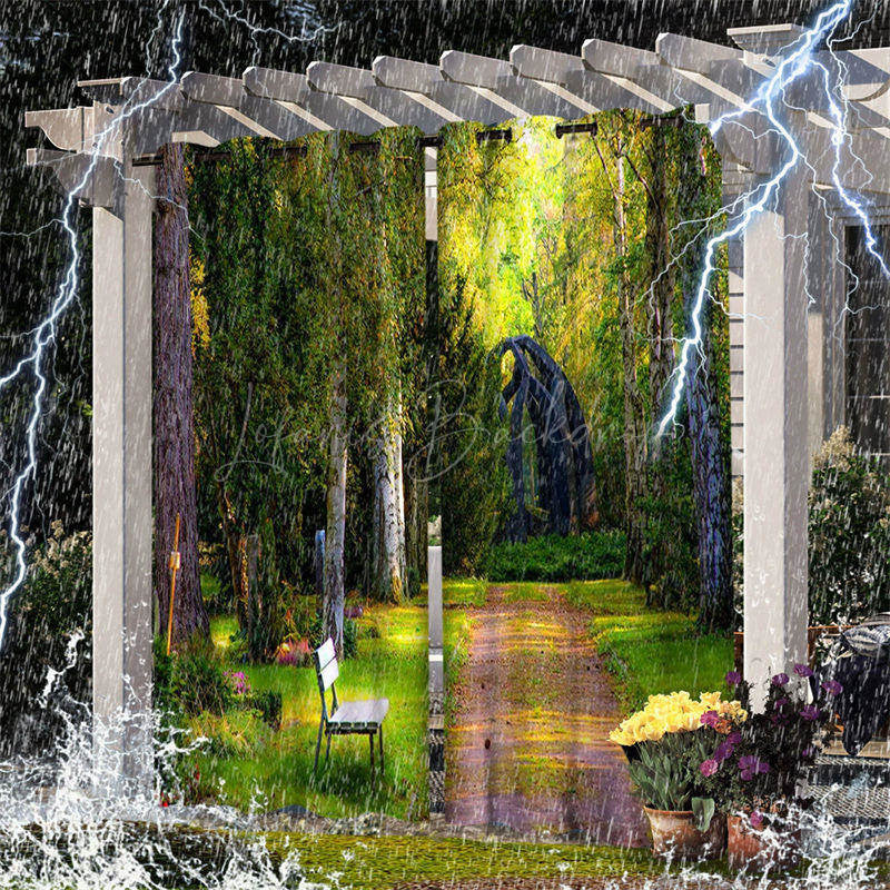 Lofaris Waterproof Sunlight Forest Printed Outdoor Curtains For Porch