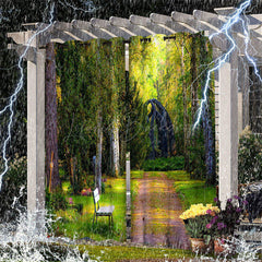 Lofaris Waterproof Sunlight Forest Printed Outdoor Curtains For Porch