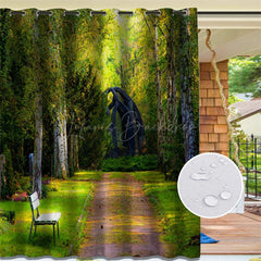 Lofaris Waterproof Sunlight Forest Printed Outdoor Curtains For Porch