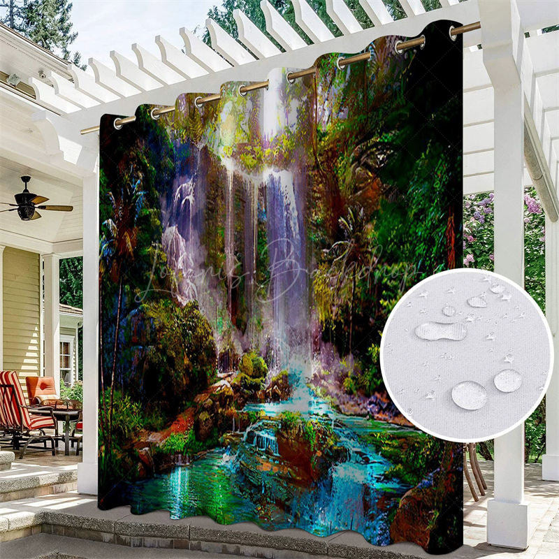 Lofaris Waterproof Tribal Waterfall Landscape Outdoor Curtains For Gazebo