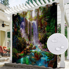 Lofaris Waterproof Tribal Waterfall Landscape Outdoor Curtains For Gazebo