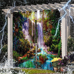 Lofaris Waterproof Tribal Waterfall Landscape Outdoor Curtains For Gazebo