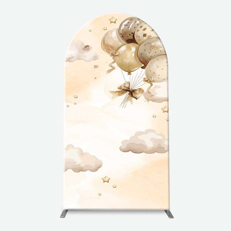 Lofaris We Can Bearly Wait Arch Backdrop for Baby Shower Cute Teddy Bear on Clouds with Balloons Neutral Party Decor