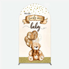 Lofaris We Can Bearly Wait Arch Backdrop Brown Teddy Bear Balloon Baby Shower Cover