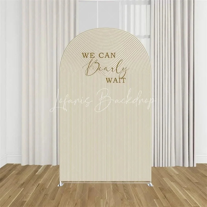 Lofaris We Can Bearly Wait Arch Backdrop Tan Teddy Bear Baby Shower Background Boho Neutral Cover for Boys Girls