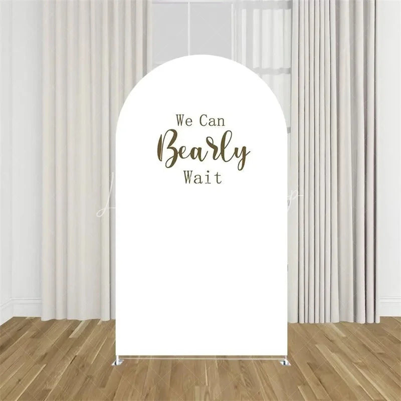 Lofaris We Can Bearly Wait Arch Backdrop Tan Teddy Bear Baby Shower Background Boho Neutral Cover for Boys Girls
